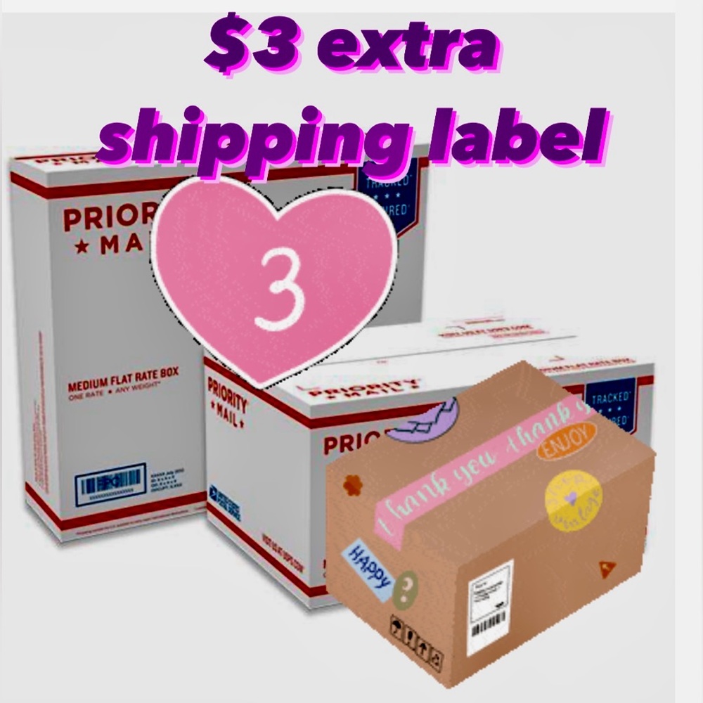 $3 extra shipping label for over 5 pounds or winners items 🎉